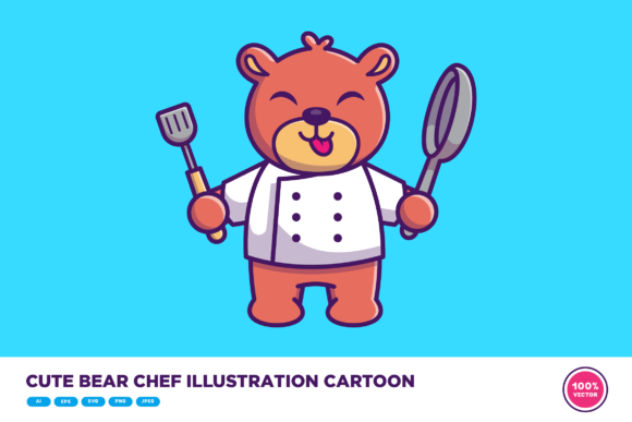 Download Cute Bear Chef Illustration Cartoon - Bear Collection