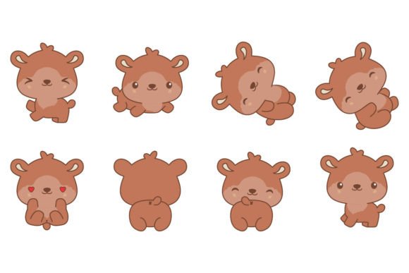 Download Set of Kawaii Teddy Bear Illustration - Bear Collection