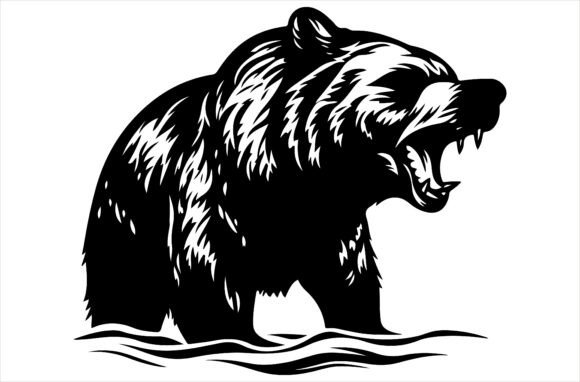 Download Angry Bear Mascot Aggressive Silhouette - Bear Collection