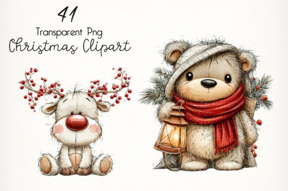 Download Watercolor Christmas Teddy Bear Clipart - Bear Collection