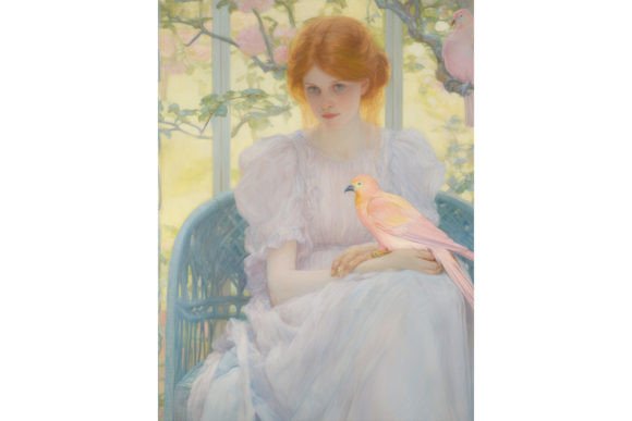 Download Girl and Parrot - Impressionism Art - Impression Collection