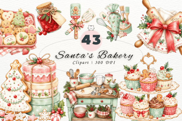 Download Cute Santa's Bakery Clipart,Christmas - Santa Collection
