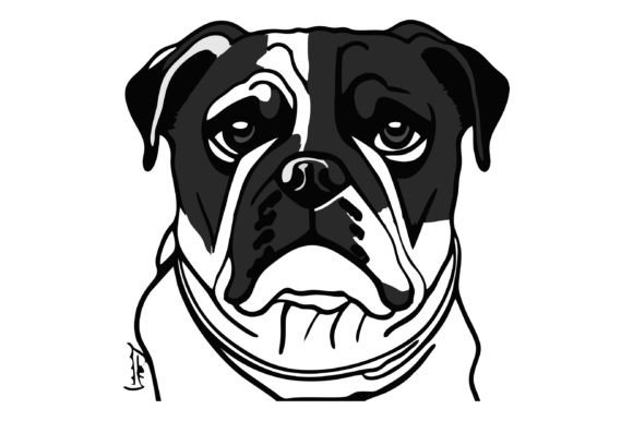 Download Buldog Head Line Art Design - Dog head Collection