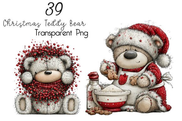 Download Whimsical Christmas Teddy Bear Clipart - Bear Collection