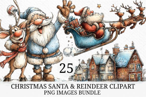 Download Christmas Santa &amp; Reindeer Clipart - Santa Collection