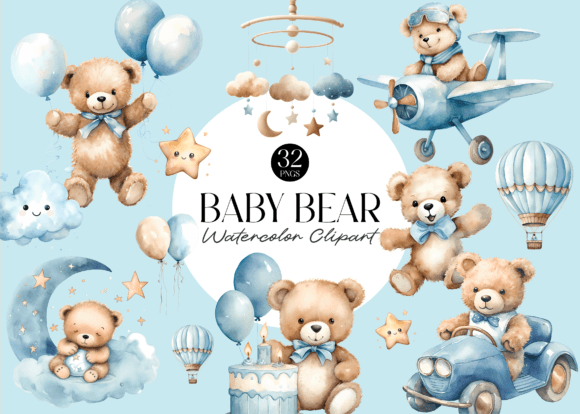 Download Cute Teddy Bear Baby Shower Clipart - Bear Collection