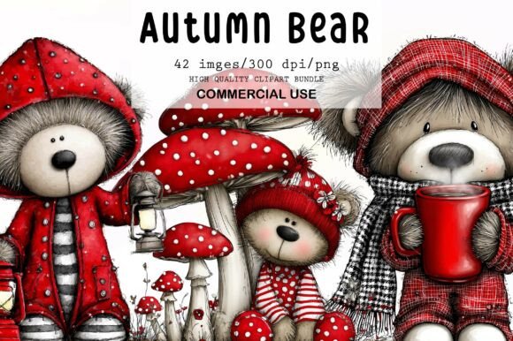 Download Whimsical Autumn Bear Clipart - Bear Collection