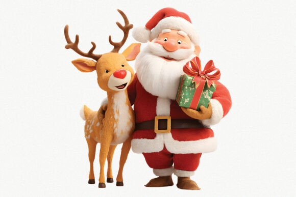 Download Christmas Santa &amp; Cute Deer PNG Clipart - Santa Collection