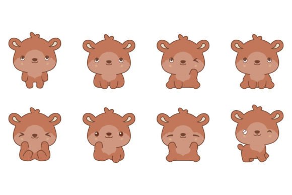 Download Set of Kawaii Teddy Bear Illustration - Bear Collection