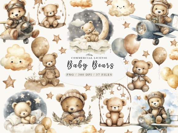 Download Nursery Teddy Bear Clipart,Boho Clipart - Bear Collection