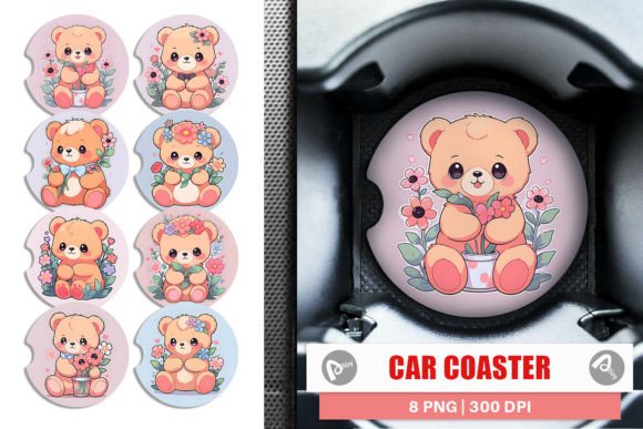 Download Car Coaster Cute Teddy Bear Illustration - Bear Collection
